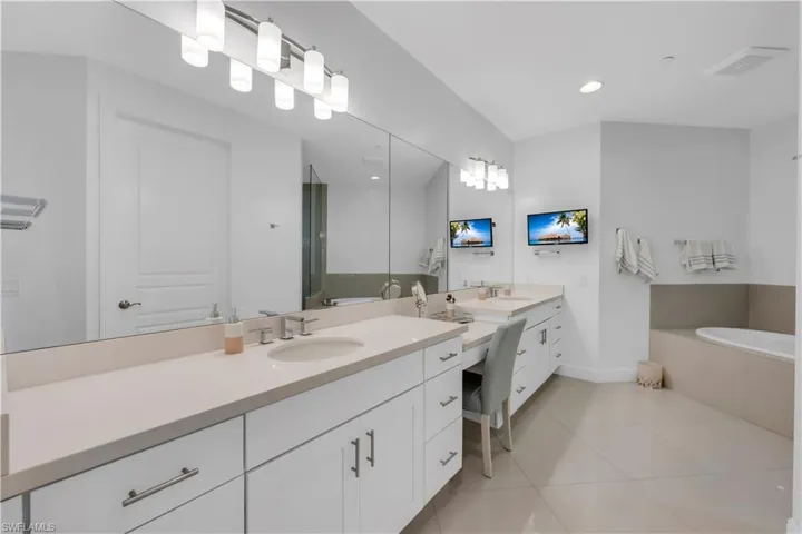Primary Suite Bath - dual sinks, vanity, garden tub, walk-in shower