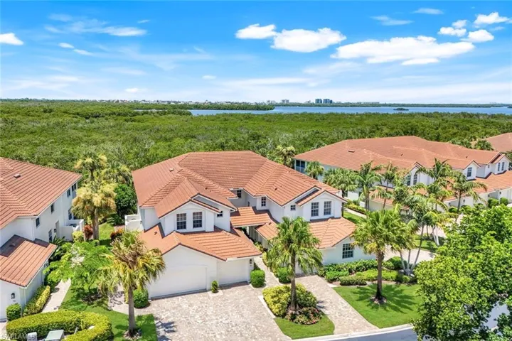 Bird’s-eye view of the Bay Pointe neighborhood within Bonita Bay.