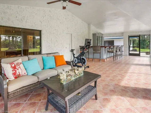 lanai features plenty of room including a bar area