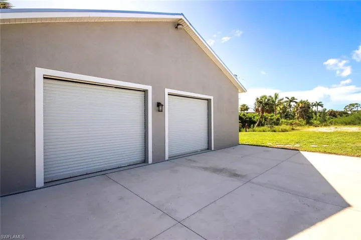View of detached garage