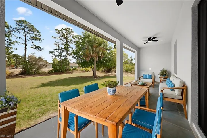 View of patio / terrace featuring a ceiling fan