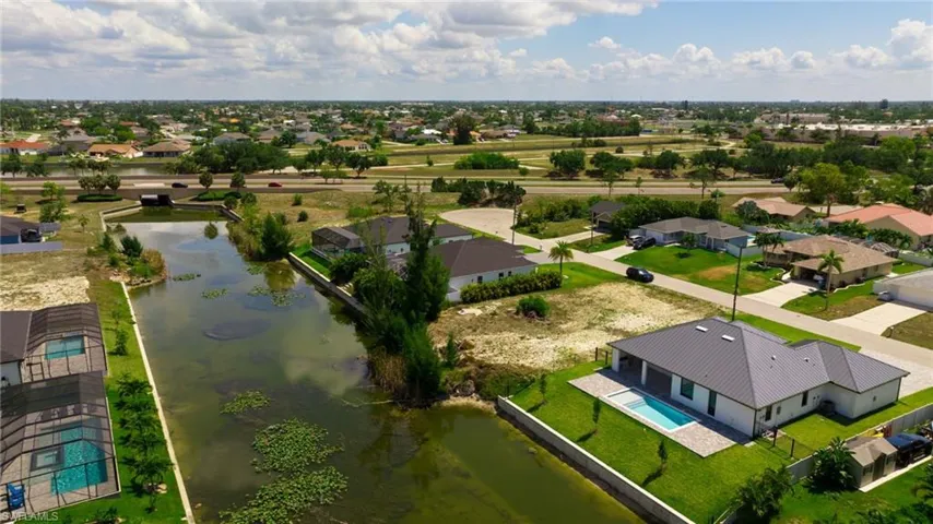 Aerial view with a freshwater canal view