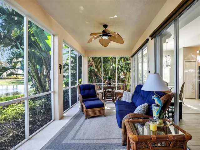 Screened-In Lanai with Lake View & Ceiling Fan