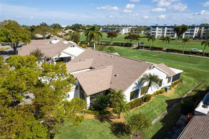 Bird's eye view of a local golf course and apartment complex