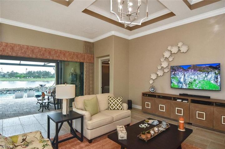 Great Room with coffered ceiling and vast views