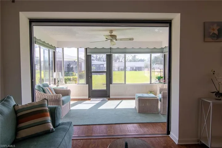 View out to the Sunroom when the sliding doors pocket to create a beautiful "outdoor"  feeling!