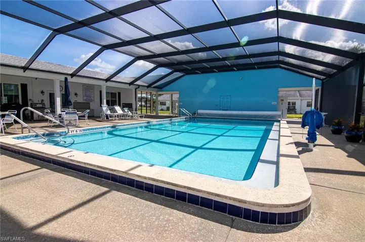 View of pool featuring a Large patio and lanai area.