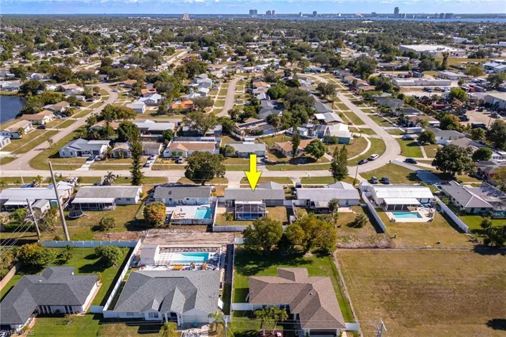 Aerial perspective of suburban area