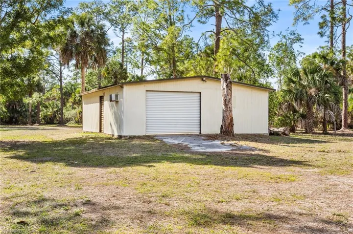 View of detached garage