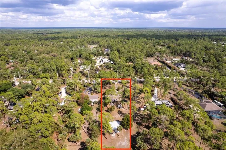 View of property location with a forest and property boundaries highlighted