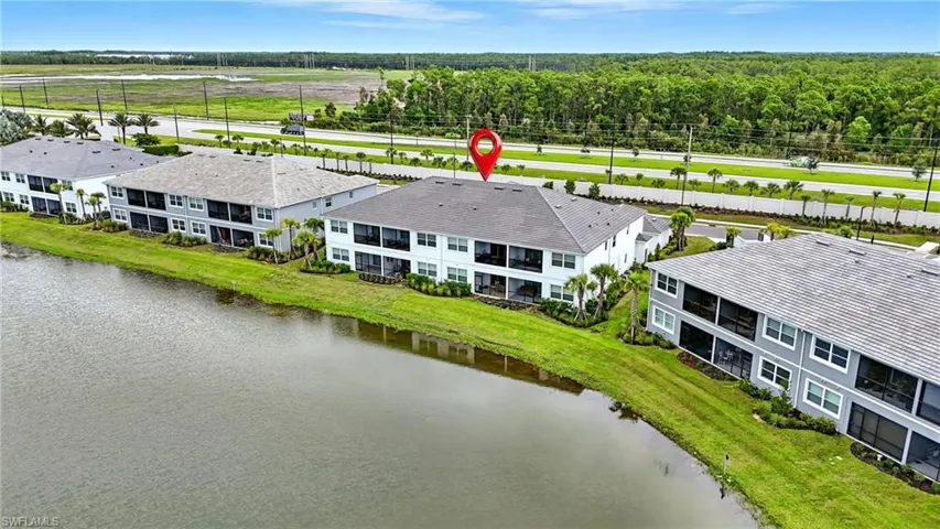 Drone / aerial view of a large body of water