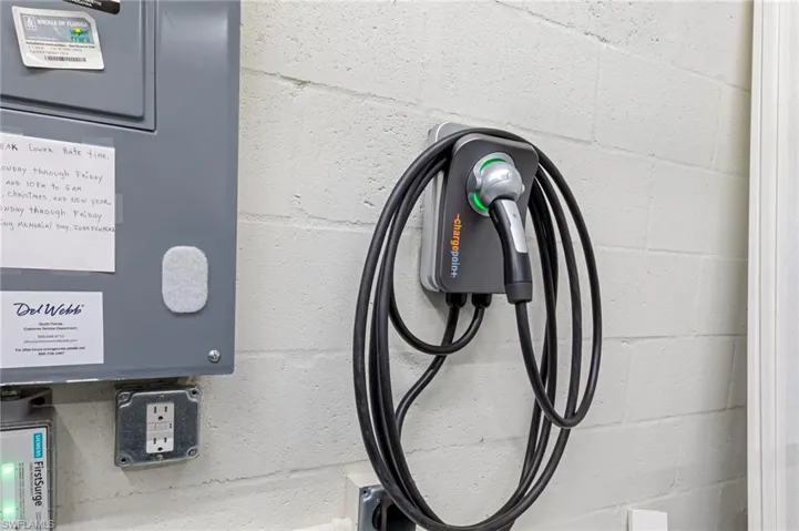 One of 2 EV chargers in garage