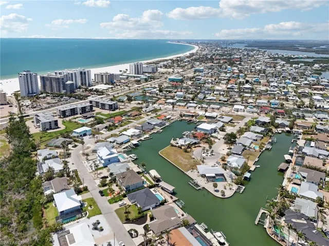 Aerial view of a nearby body of water