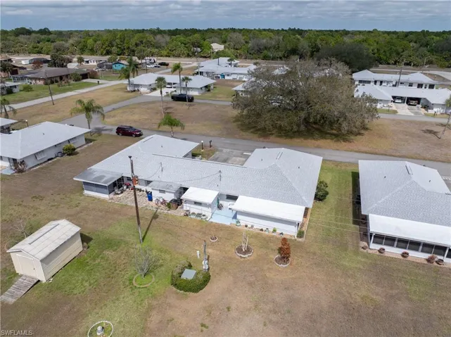 Aerial perspective of suburban area