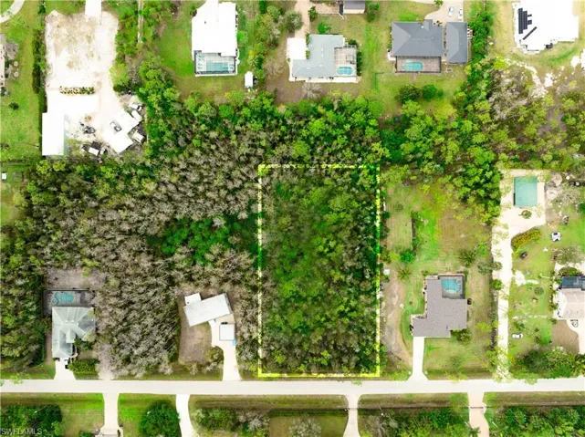 Birdseye view of available lot from drone footage.