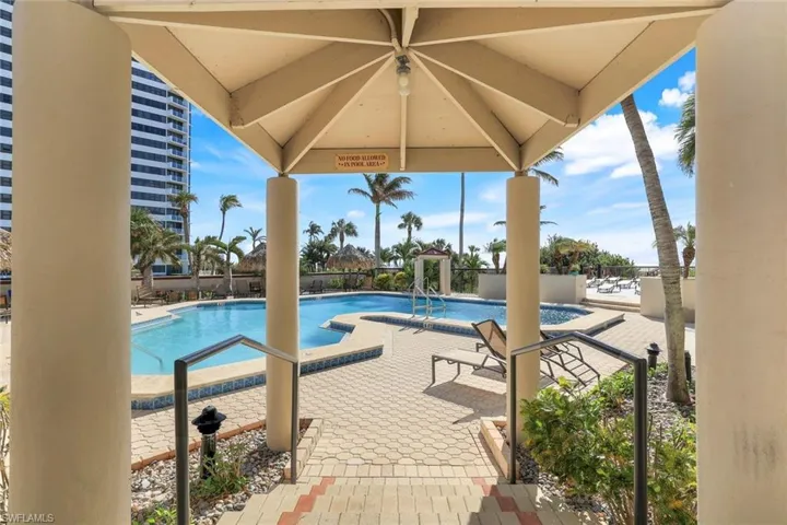 View of swimming pool with a patio
