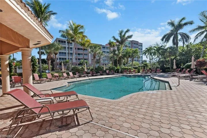 Community pool featuring a patio area