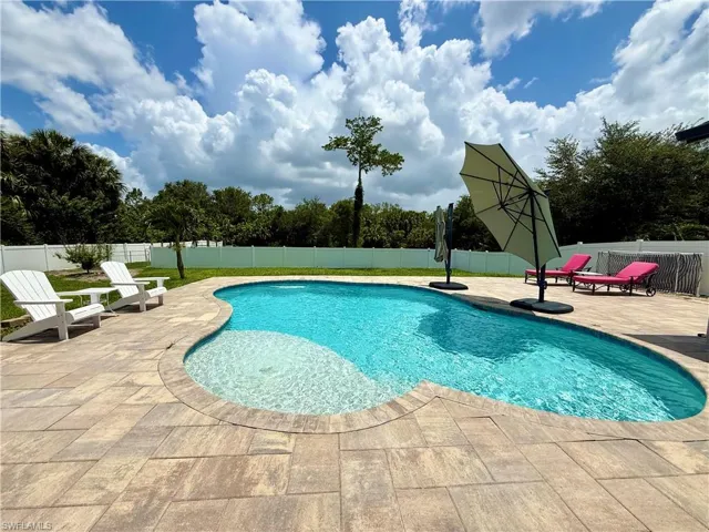 View of pool featuring a patio area and a fenced backyard