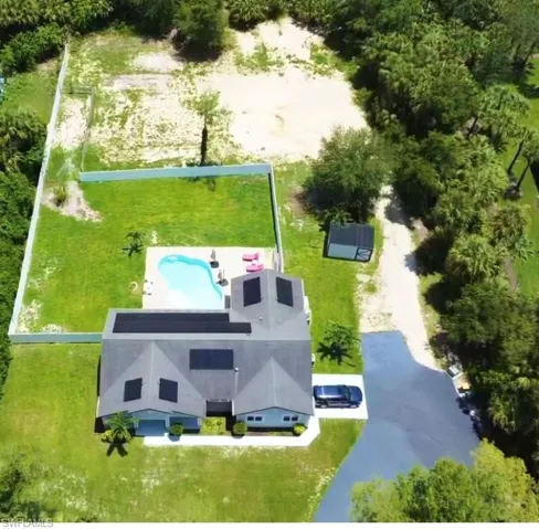 Drone / aerial view of a pool