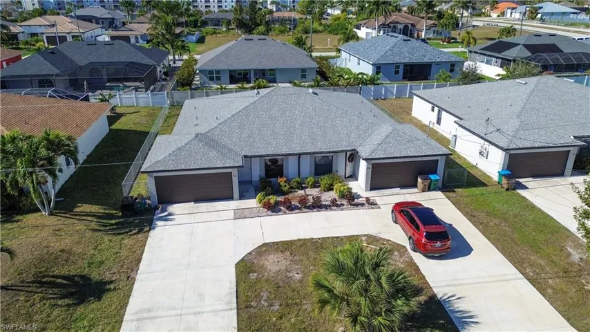Aerial perspective of suburban area