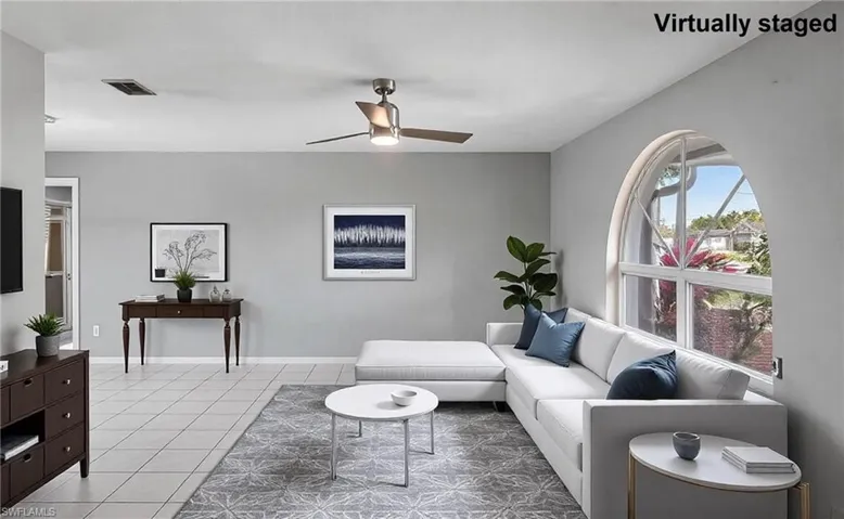 Living room virtually staged.