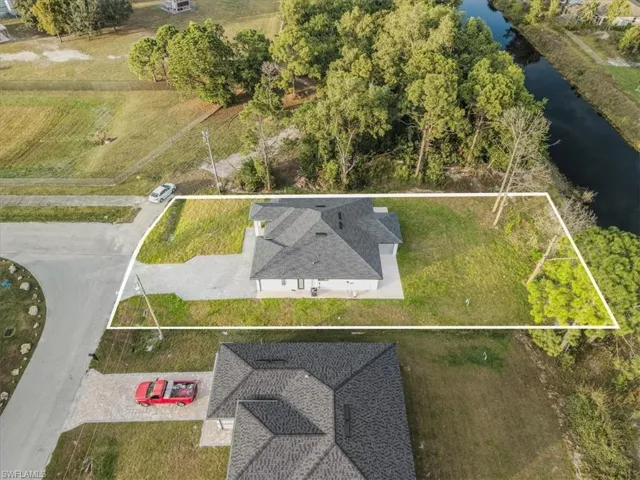 Bird's eye view of a nearby body of water