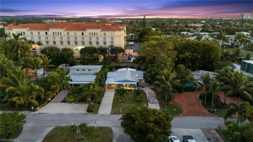 View of aerial view at dusk