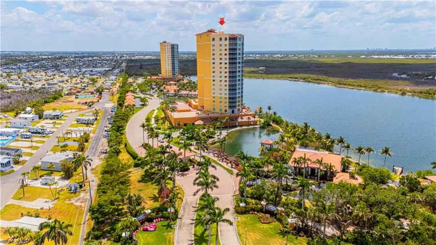 Drone / aerial view of a large body of water