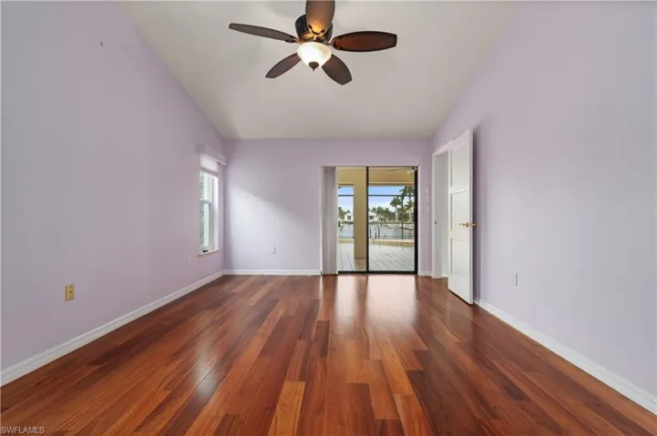 Wood Floors, cellular shade, ceiling fan
