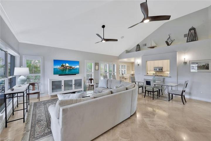 Living, dining and kitchen open to one another.