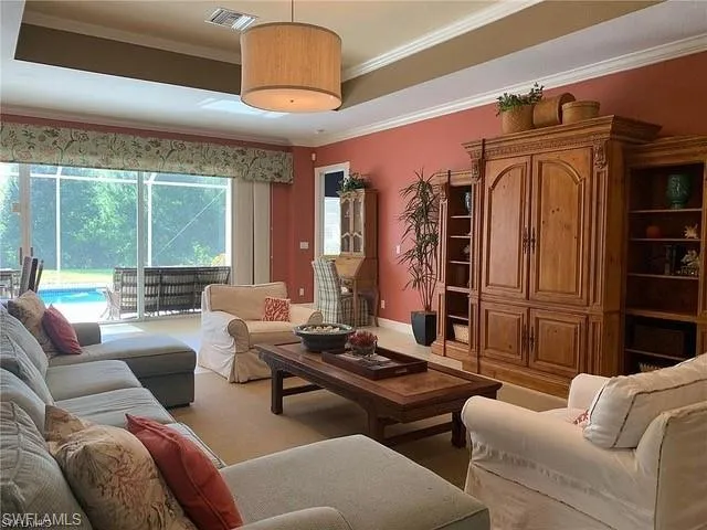Living room with crown molding