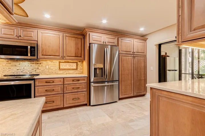 Kitchen with Korner King cabinets.  Drawers and lift up for the heavy mixer.