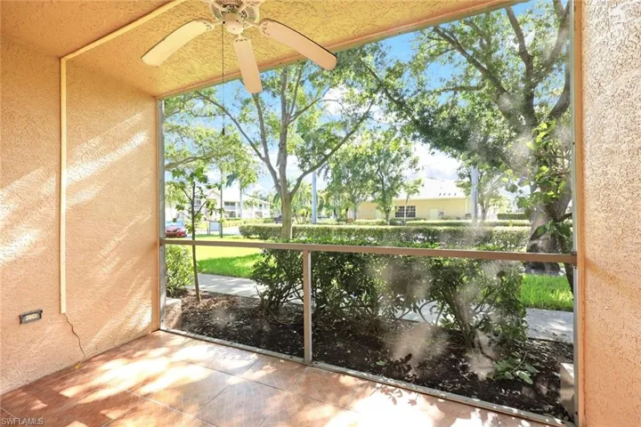Lanai offers views of lush landscaping.
