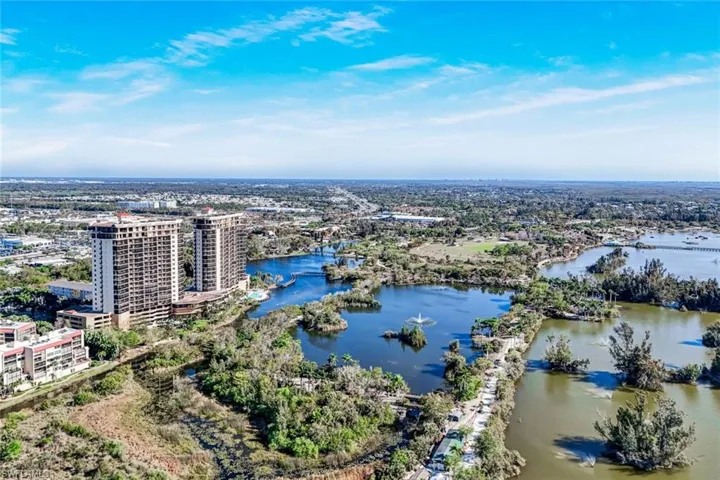 Drone / aerial view of a nearby body of water
