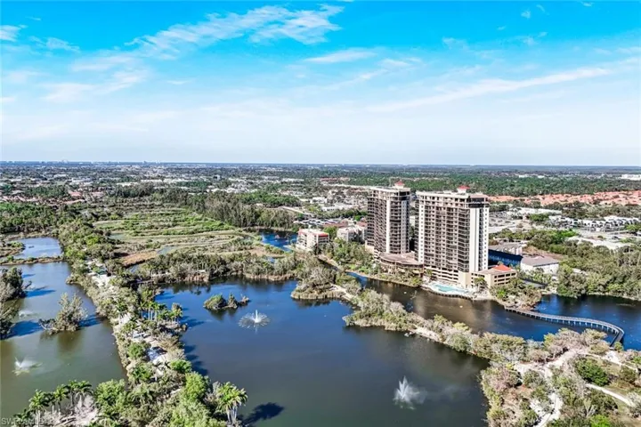 Drone / aerial view of a nearby body of water