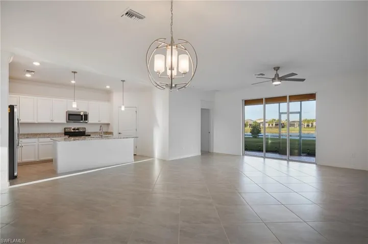 Living room and dining room