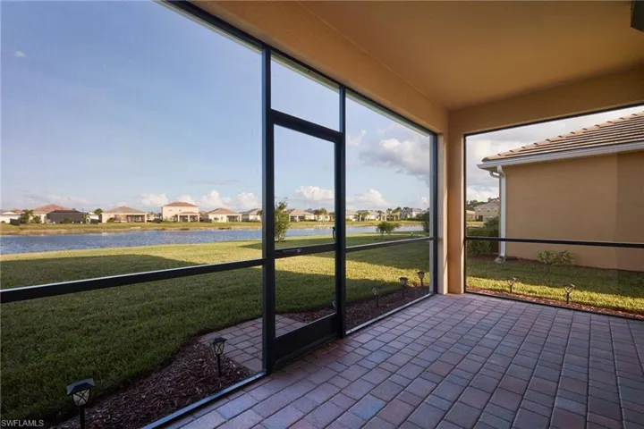 Lanai with lake views