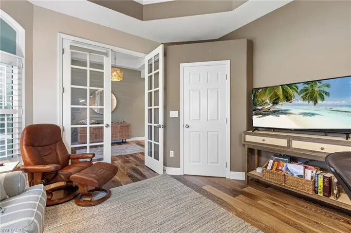 The third bedroom features custom blinds for added privacy, making it just as ideal for guests as it is for a quiet, focused workspace.