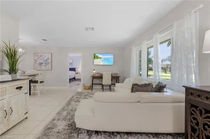 View of tiled living room