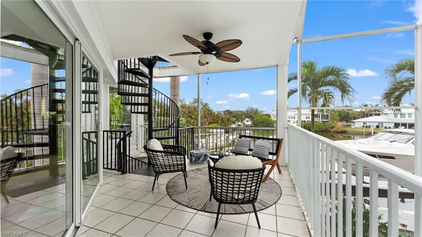 Balcony with a ceiling fan