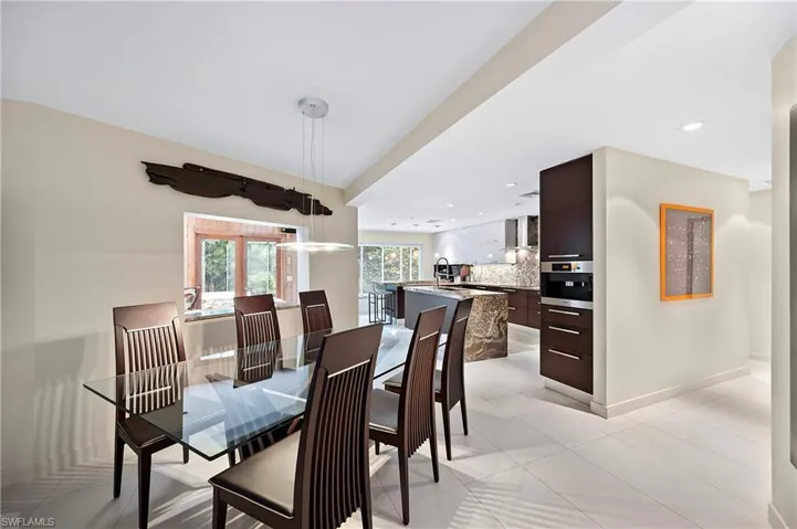 View of tiled dining area