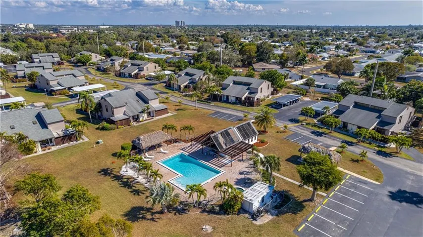 Aerial view of a pool area