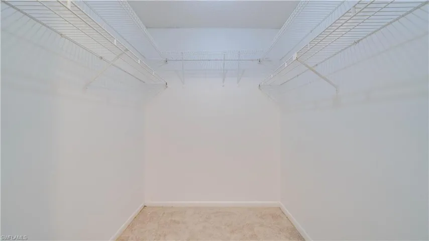 Walk in closet featuring carpet flooring