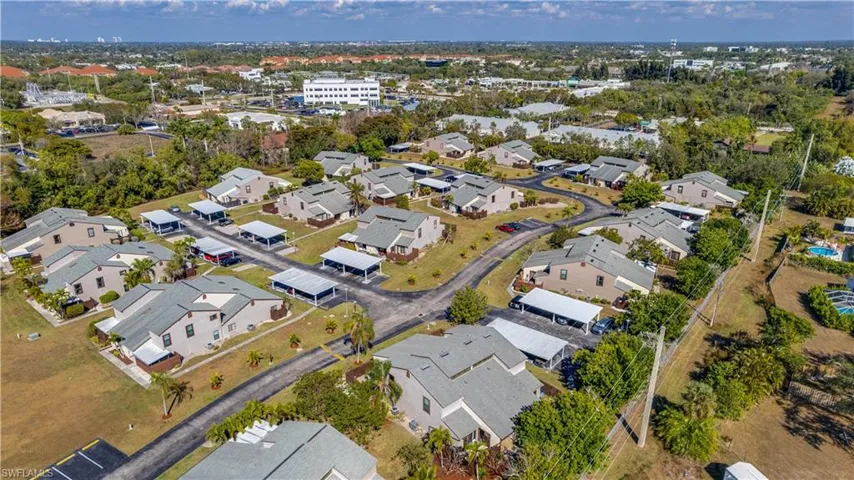 Aerial perspective of suburban area