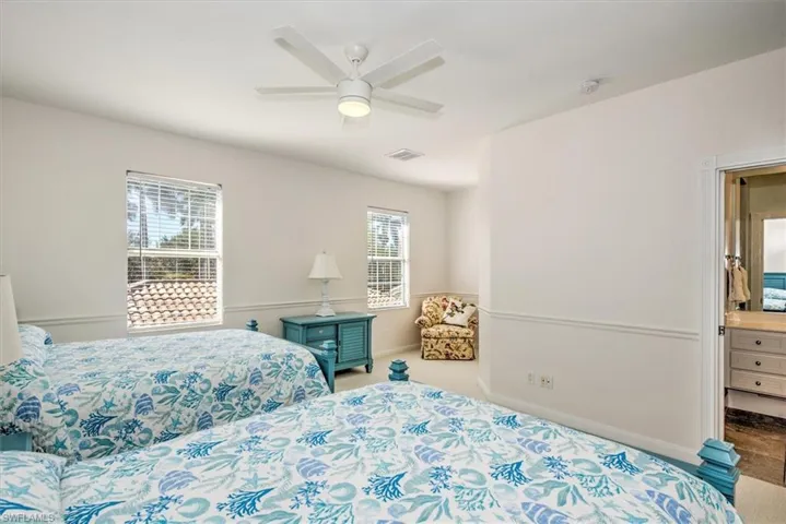Recessed upper floor massive main bedroom walk in closet  lighting, ceiling fan,