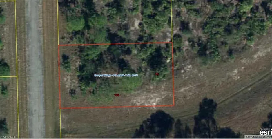 Aerial view of property's location with property boundaries highlighted