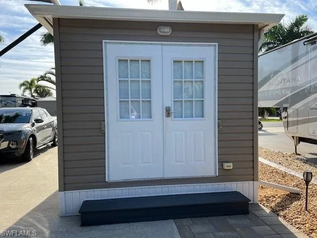 View of exterior entry with french doors