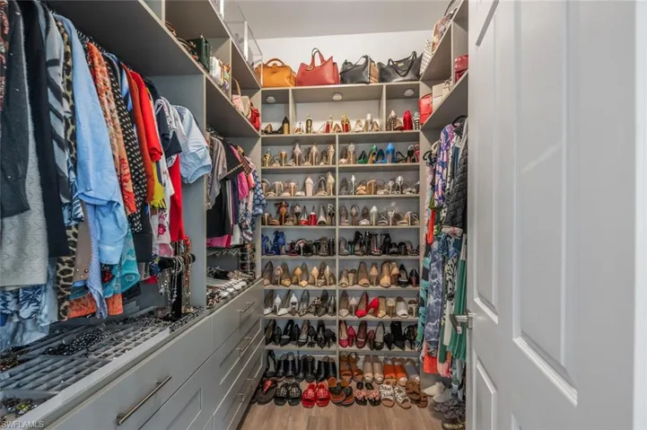 Spacious closet with wood finished floors