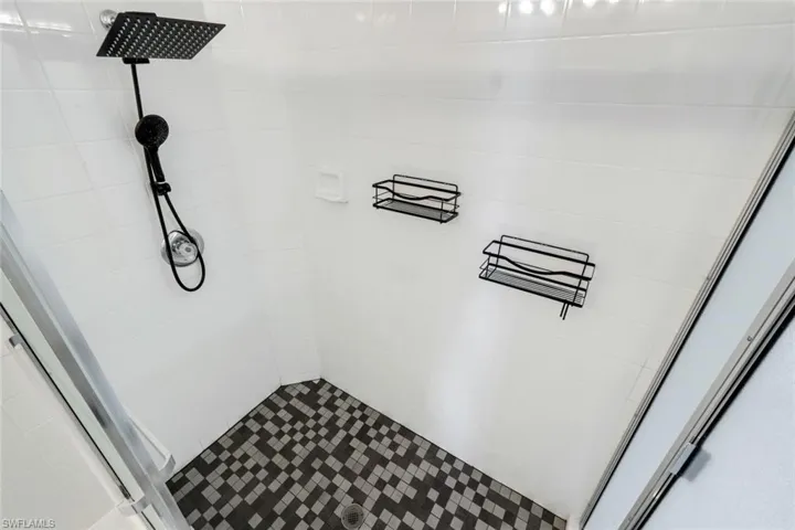 Bathroom view of a shower stall
