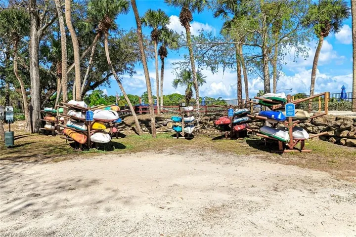 View of kayak area by river